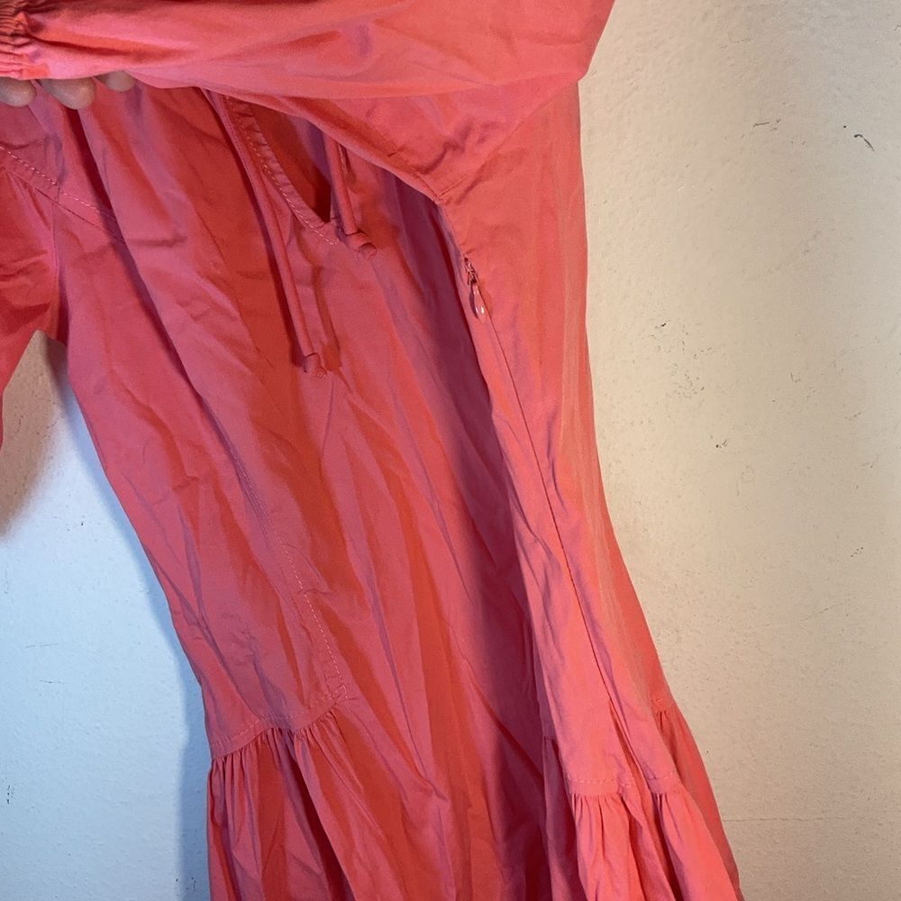 Shoshanna ladies POPPY MIDI DRESS 6 PINK coral poplin day resort Anthropologie - Picture 5 of 16